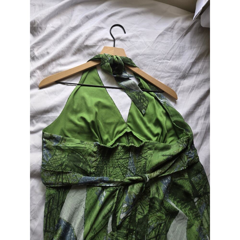 Jonathan Martin 16W Green Floral Halter Midi Dress Forest Garden Fairy Y2k Boho - Picture 7 of 12